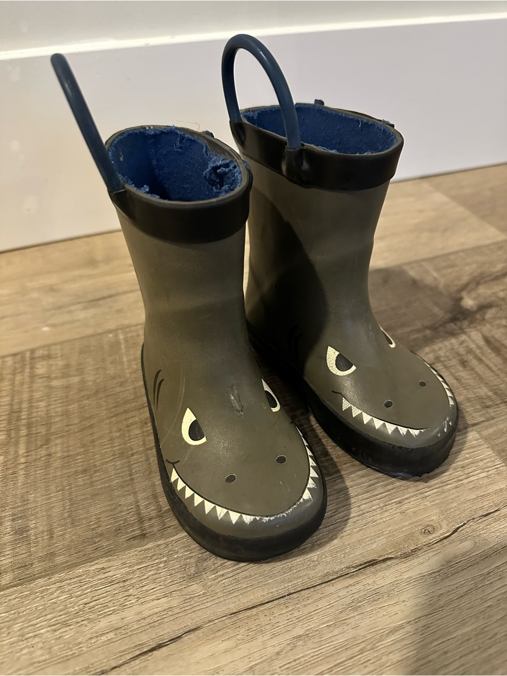 Kids Shark Rain Boots - Olive Green